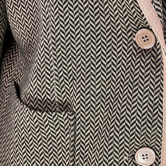 Darling! Libby. Edelman Brown & Tan Herringbone Blazer with Leopard Lini… - Picture 12 of 12